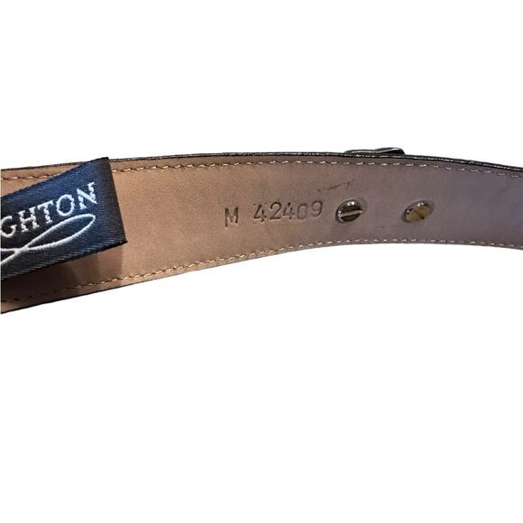 Brighton Women’s Med Brown Crocodile Leather Belt Heart ShapedTrim Silver Buckle main image 3